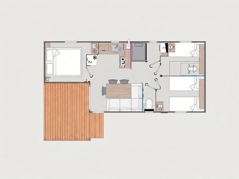 BUNGALOW 6 personnes - CONFORT - 3 chambres - TV - CLIM - LV