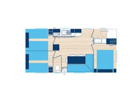 BUNGALOW 6 personnes - ESPACE PREMIUM- 32m2 clim et TV - vue bassin