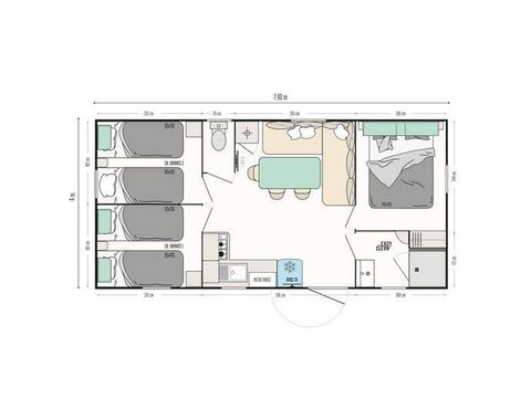 BUNGALOW 6 personnes - Mobil-home | Premium | 3 Ch. | 6 Pers. | Terrasse Lounge | Clim.