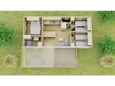 BUNGALOW 6 personnes - Comfort XL | 3 Ch. | 6 Pers. | Terrasse surélevée | Clim