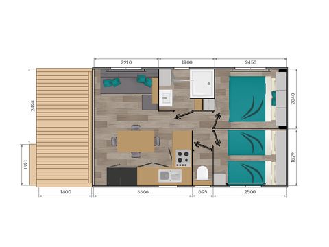 BUNGALOW 4 personnes - RAGUENES 2 chambres 4 personnes