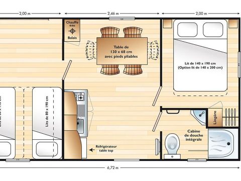 Mobilhome 5 personnes - AZUR - 2 chambres avec TV