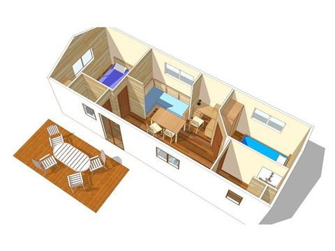 BUNGALOW 4 personnes - Comfort XL | 2 Ch. | 4 Pers. | Terrasse surélevée | Clim. | TV