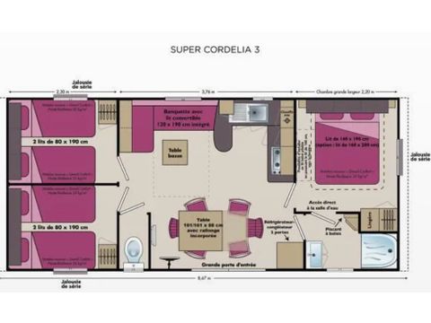 BUNGALOW 7 personnes - Family Plus 32m² - climatisé 6/7 pers