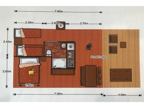 Tente en toile et en bois 5 personnes - Tente Ciela Nature Lodge - 2 chambres - Cuisine équipée – Salle de bain