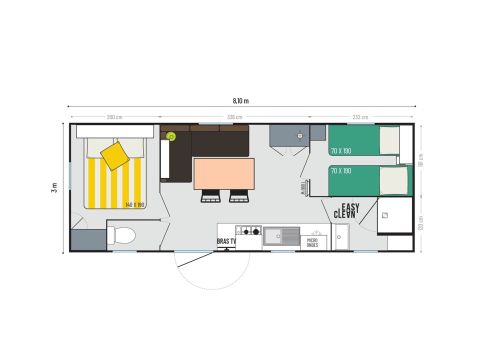 BUNGALOW 6 personnes - Premium | 2 Ch. | 4/6 Pers. | Terrasse Surélevée| Clim.