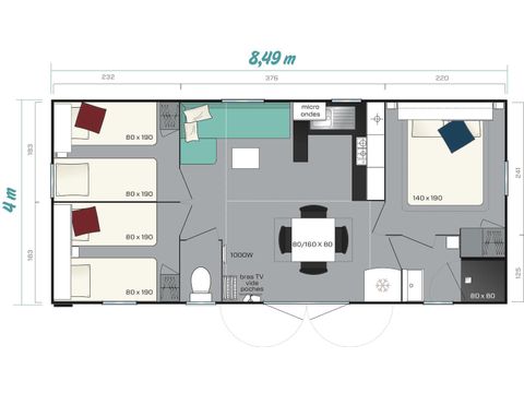 Mobilhome 7 personnes - FAMILY XL CLIM - SUITE PARENTALE