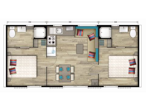 Mobilhome 4 personnes - Premium | 2 Ch. | 4 Pers. | Terrasse surélevée | Clim. | TV