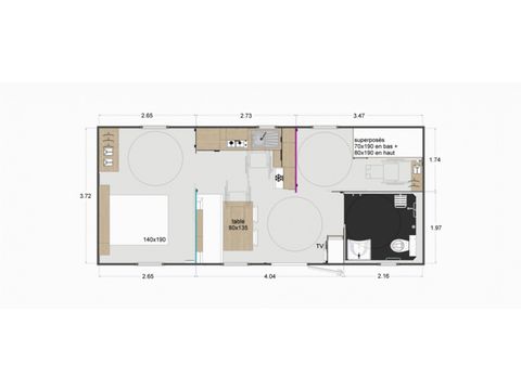 BUNGALOW 4 personnes - 2 CHAMBRES EDEN PMR