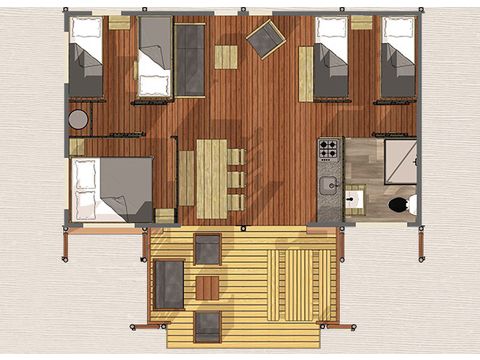 Tente en toile et en bois 7 personnes - Safari Lodge