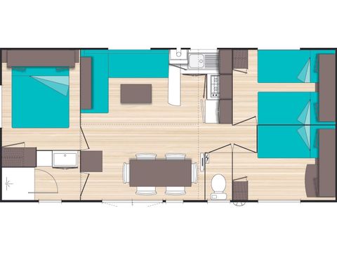 Mobilhome 6 personnes - Classique 3 chambres terrasse couverte