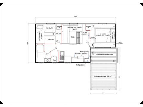 Mobilhome 4 personnes - Classique 2 chambres terrasse semi intégrée