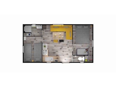 BUNGALOW 4 personnes - Mobil-home Confort 27.5m² (2 chambres) + terrasse bois semi-couverte 11m²