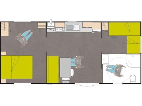 BUNGALOW 5 personnes - Cottage 33 m² Mobilté réduite 2 chambres TV/CLIM