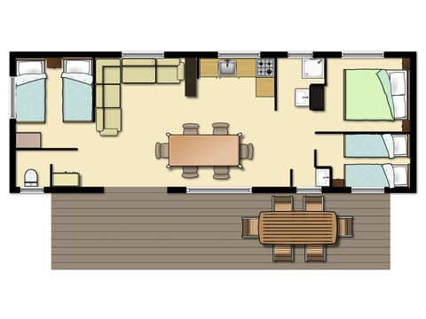BUNGALOW 6 personnes - Cottage Confort "Camargue" 29m² 3ch 4/6 pers