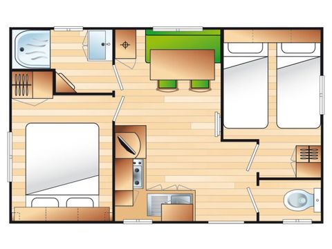Mobilhome 4 personnes - Cocoon 4 personnes 2 chambres 23m²