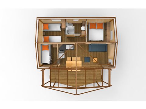 Tente en toile et en bois 6 personnes - Ecolodge Premium Cotton