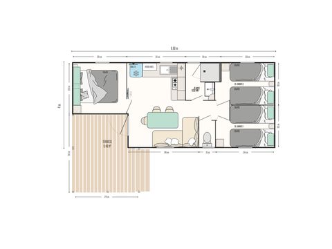 Mobilhome 6 personnes - Prestige+ 3 ch 6 pers - 31 m²