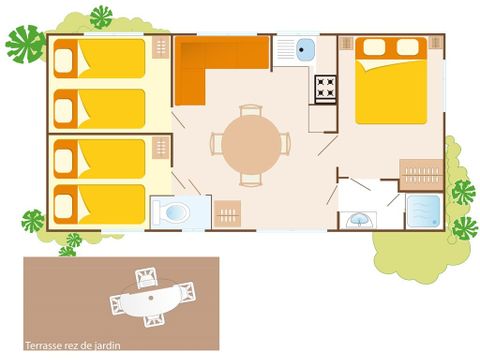 BUNGALOW 6 personnes - Classic | 3 Ch. | 6 Pers. | Terrasse simple | Clim.
