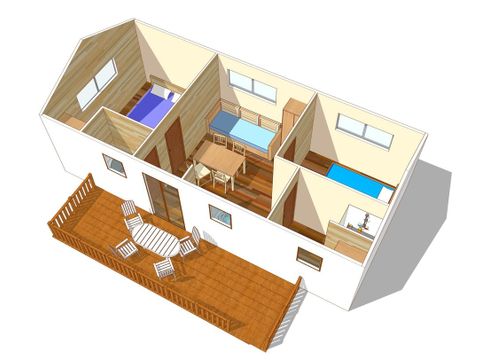 BUNGALOW 4 personnes - Classic | 2 Ch. | 4 Pers. | Terrasse Surélevée | Clim.