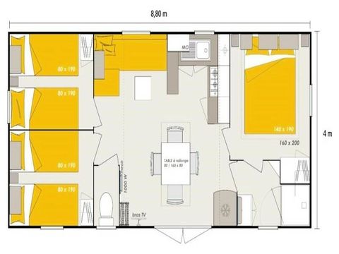 BUNGALOW 8 personnes - Premium 4 Pièces 6/8 Personnes + TV
