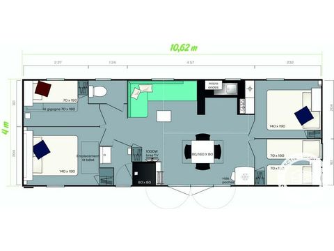 BUNGALOW 8 personnes - 5 pièces 8 personnes + TV
