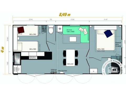 BUNGALOW 4 personnes - 3 Pièces 4 Personnes + TV