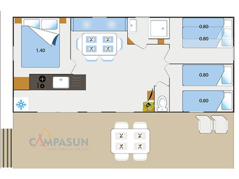 BUNGALOW 6 personnes - Cottage Confort 3 Chambre + climatisation + Lave vaisselle