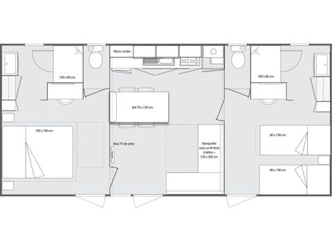 BUNGALOW 4 personnes - Ciela Prestige SPA - 2 chambres dont 1 suite parentale - draps, serviettes et barbec...