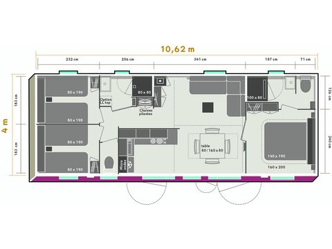 BUNGALOW 6 personnes - Prestige SPA - 3 chambres dont 1 suite parentale - draps, serviettes et plancha