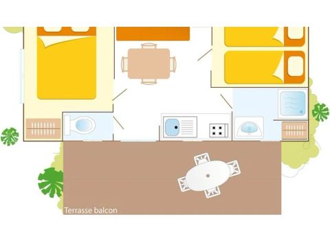 BUNGALOW 4 personnes - Classic | 2 Ch. | 4 Pers. | Terrasse surélevée | Clim.