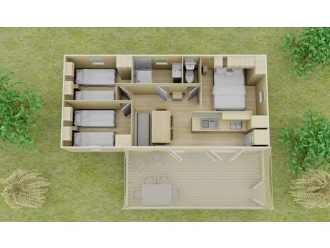 BUNGALOW 6 personnes - Classic | 3 Ch. | 6 Pers. | Terrasse surélevée | Clim.