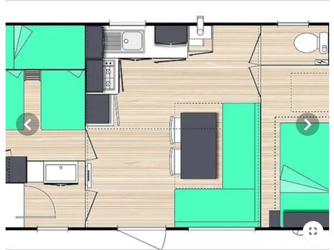Mobilhome 4 personnes - Le Chêne (2 chambres) Arrivée Dimanche - BORD RIVIERE - Grande terrasse - TV - Free Wifi*