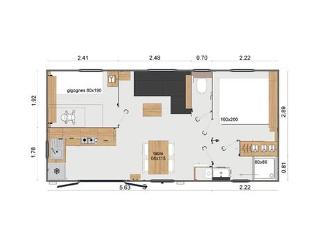 Mobilhome 4 personnes - Premium (2019)-2 chambres-grand salon TV, salle à manger,cuisine-grande terrasse-free WIFI