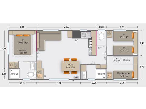 BUNGALOW 6 personnes - 6 pers 2 sdb clim