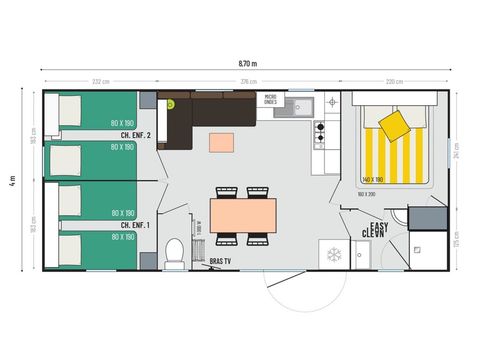 BUNGALOW 6 personnes - COSY GRAND CONFORT - 3 chambres - CLIM - TV