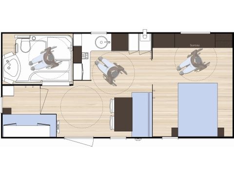 BUNGALOW 3 personnes - Classique 2 chambres - adapté personne à mobilité réduite