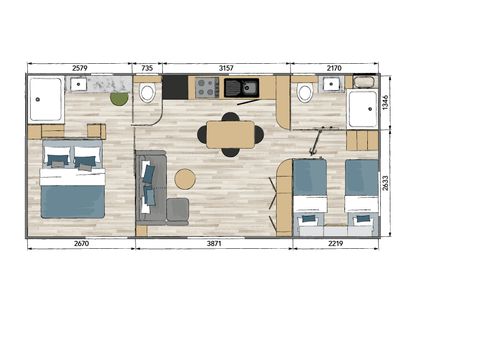 Mobilhome 4 personnes - PREMIUM TAOS VUE PANORAMIQUE