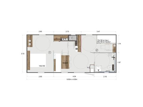 BUNGALOW 5 personnes - 2 chambres PMR