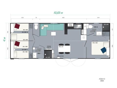 Mobilhome 6 personnes - Aqua (max 4 adultes)