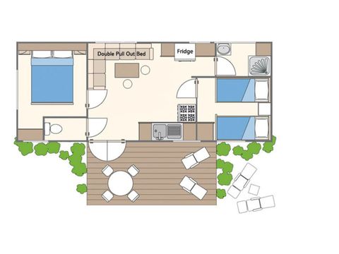 BUNGALOW 6 personnes -  Classic | 2 Ch. | 4/6 Pers. | Terrasse surélevée non couverte