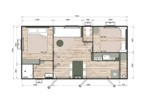 Mobilhome 5 personnes - NEST 29 - TV