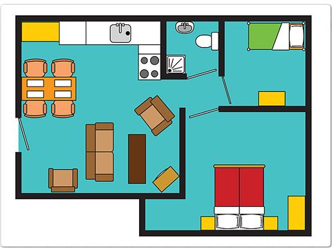 BUNGALOW 2 personnes - 2 personnes Venverblijf avec véranda