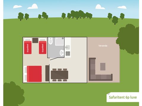 TENTE TOILE ET BOIS 6 personnes - Luxe