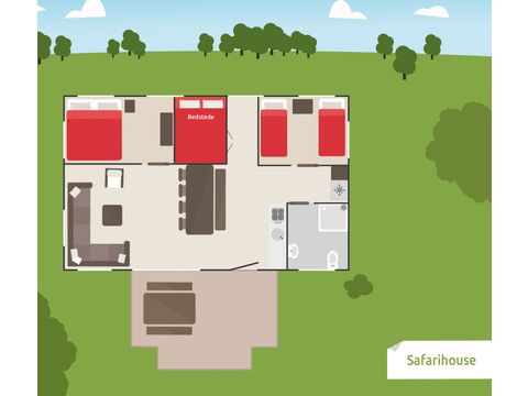 TENTE TOILE ET BOIS 8 personnes - Maison safari de luxe