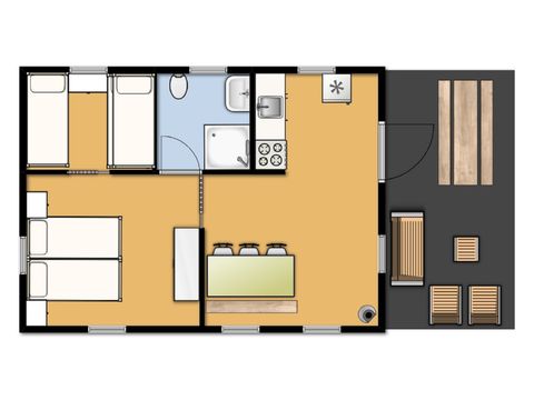 TENTE TOILE ET BOIS 5 personnes - Bois