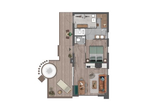 Lodge 2 personnes - Spa avec bain à remous et sauna intérieur