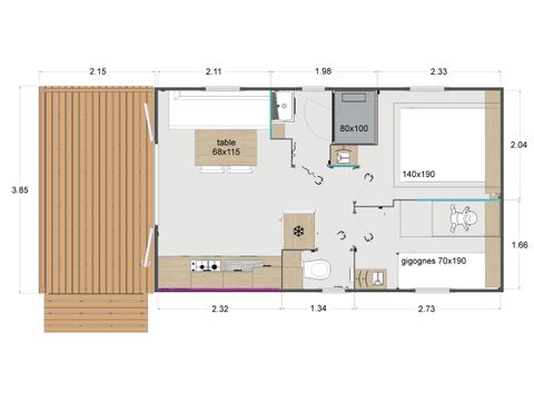 BUNGALOW 4 personnes - Confort 2 chambres