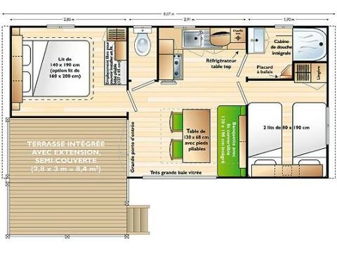 Mobilhome 4 personnes - mobile home/chalet TV