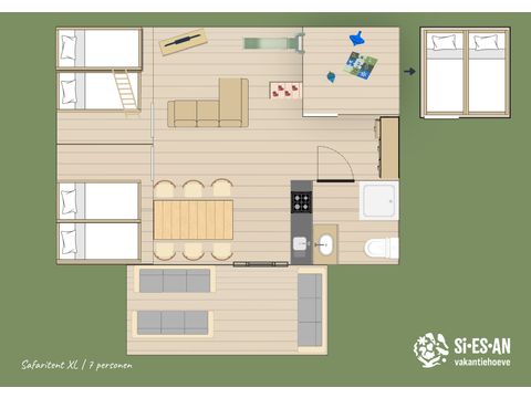 TENTE TOILE ET BOIS 7 personnes - Tente safari